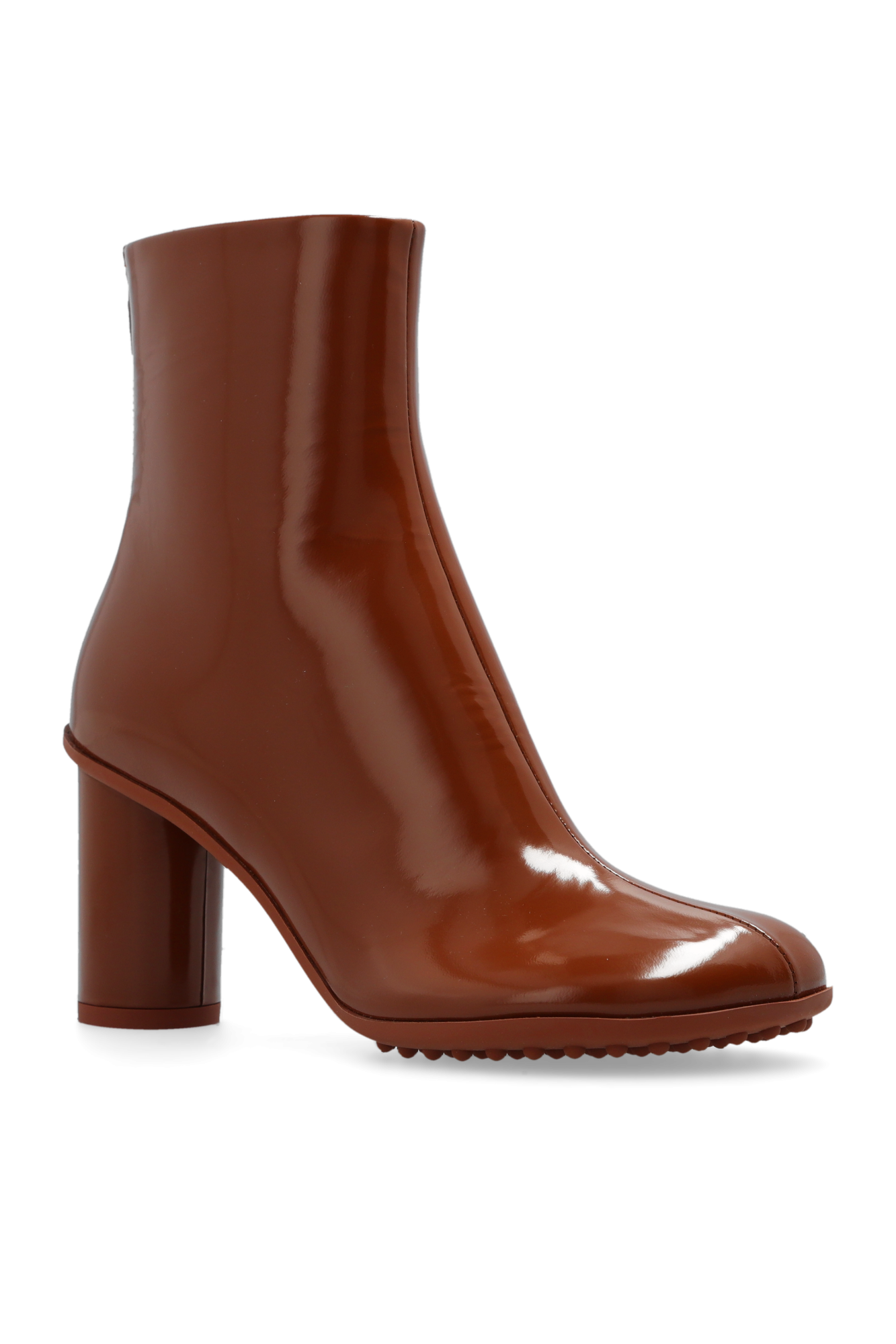 Brown patent 2024 leather ankle boots